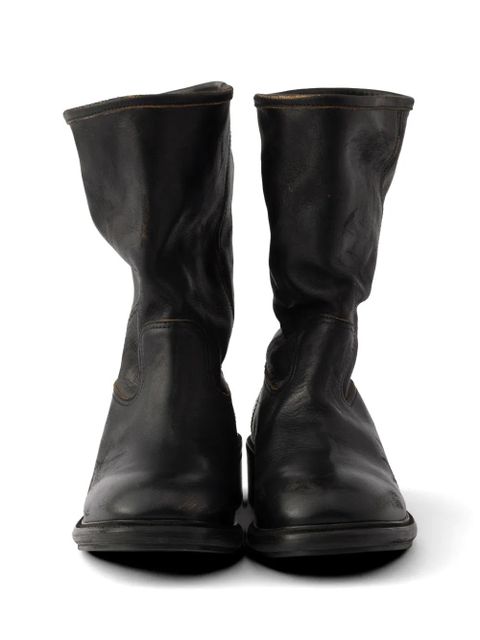Prada Vintage-effect leather boots - Black