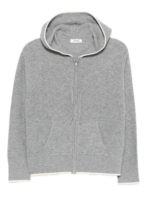 SANDRO ribbed zip-up hooded cardigan - Grey - zdjęcie produktu nr 1