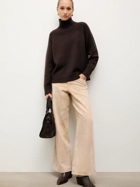 Answear.LAB botki skórzane kolor brązowy na słupku