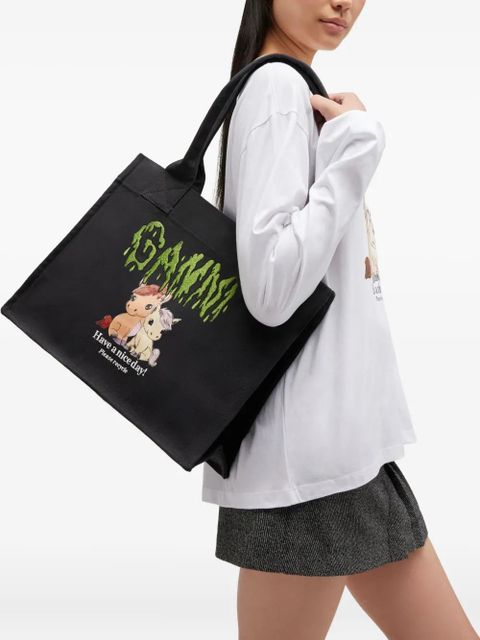 GANNI graphic-print shoulder bag - Black - zdjęcie produktu nr 2