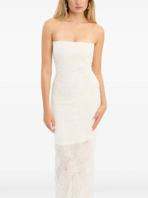 ROTATE BIRGER CHRISTENSEN floral mesh tube dress - White