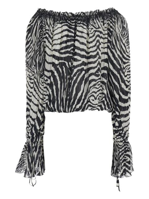 Blumarine zebra print lace blouse - White