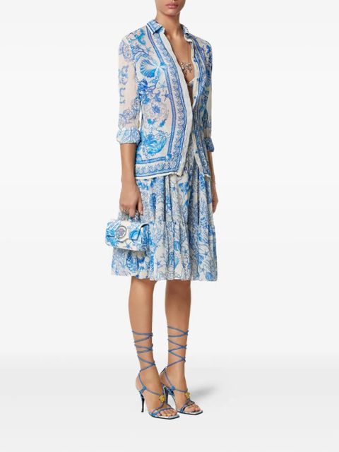 Versace Underwater Barocco crêpe midi skirt - Blue - zdjęcie produktu nr 2