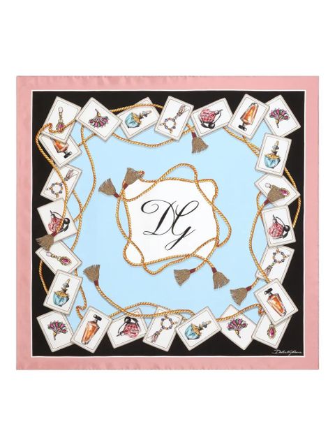 Dolce & Gabbana perfume-print scarf - Blue - zdjęcie produktu nr 1