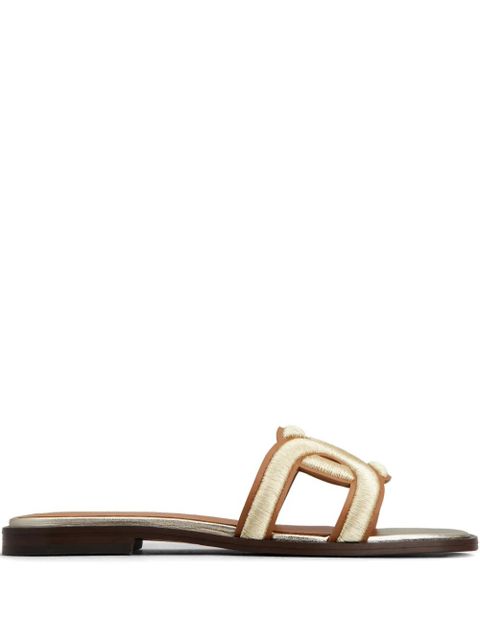 Tod's embroidered-strap leather sandals - Gold - zdjęcie produktu nr 1