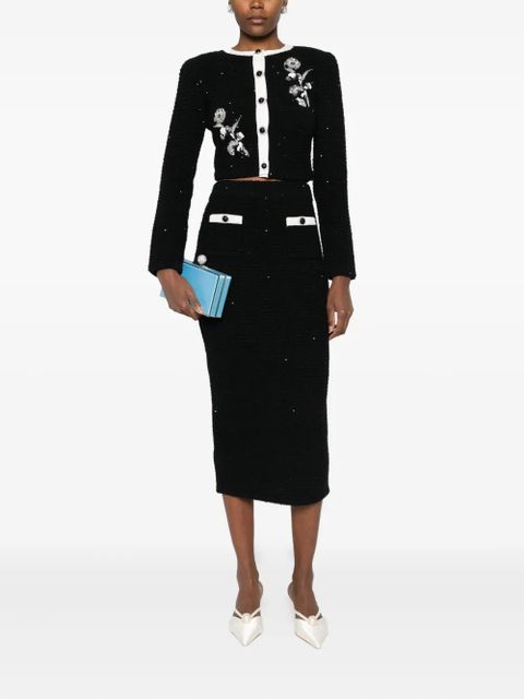 Self-Portrait button-pocket skirt - Black