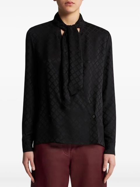 ETRO scarf-collar jacquard shirt - Black