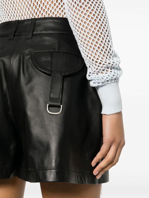 Off-White high-waisted leather shorts - Black