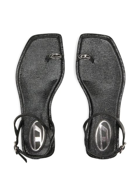 Diesel D-AMBER logo-detail flat sandals - Black - zdjęcie produktu nr 2