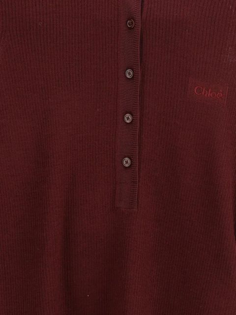 Chloé ribbed Henley T-shirt - Red