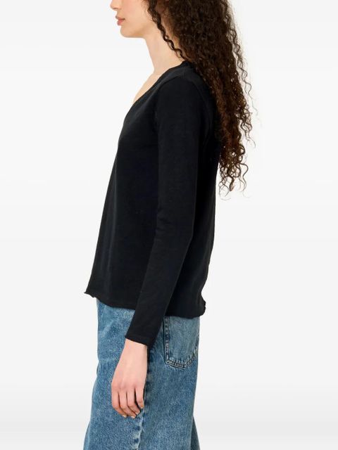 American Vintage Sonoma long-sleeve v-neck top - Black