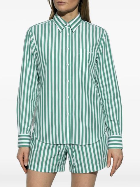 Hunza G embroidered striped shirt - Green