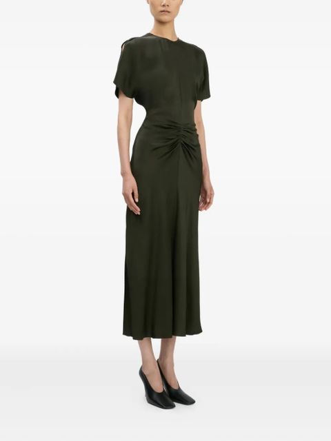 Victoria Beckham gathered-waist midi dress - Green - zdjęcie produktu nr 2
