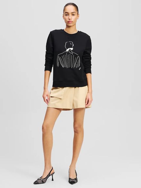 Karl Lagerfeld bluza bawełniana damska kolor czarny z nadrukiem A2W20056