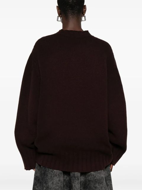 The Attico asymmetric ribbed-knit sweater - Brown