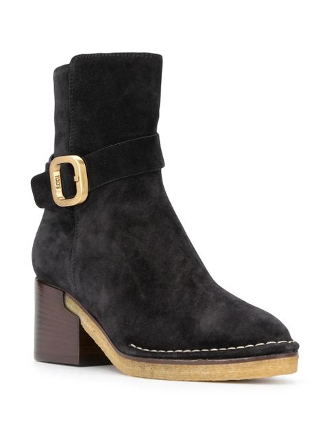 Tod's buckle-strap suede ankle boots - Black