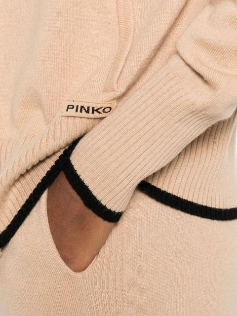 PINKO zip-up knitted hoodie - Neutrals