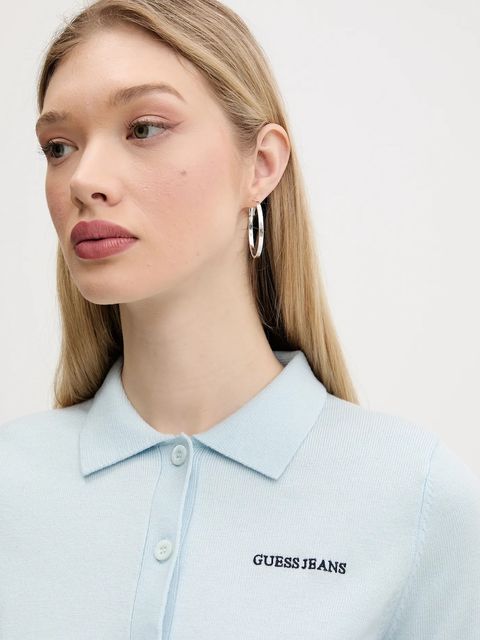 Guess Jeans polo z domieszką wełny