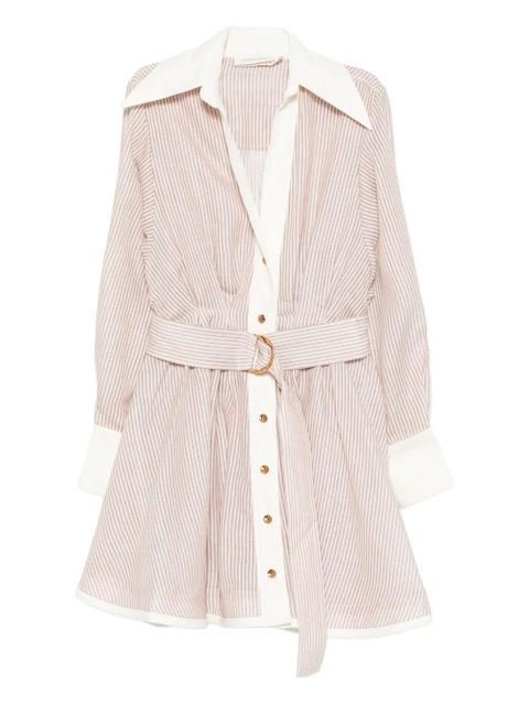 ZIMMERMANN Hypnotic Tuck belted mini shirt dress - Neutrals - zdjęcie produktu nr 1