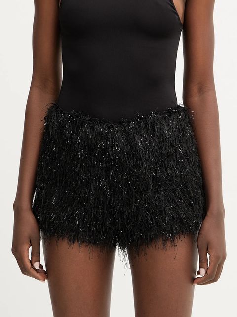 Haveone szorty damskie kolor czarny gładkie medium waist PGE-P255 - zdjęcie produktu nr 1