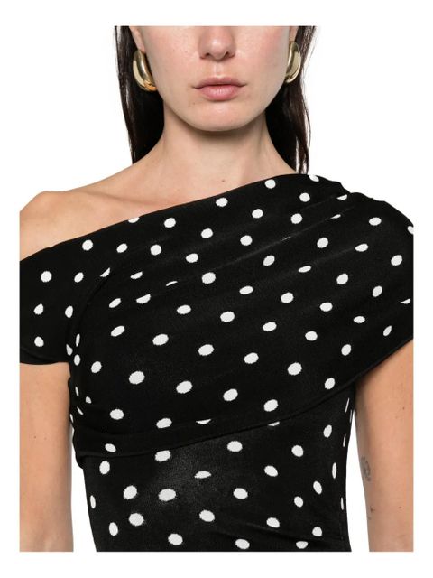 Self-Portrait polka-dot ruched mini dress - Black