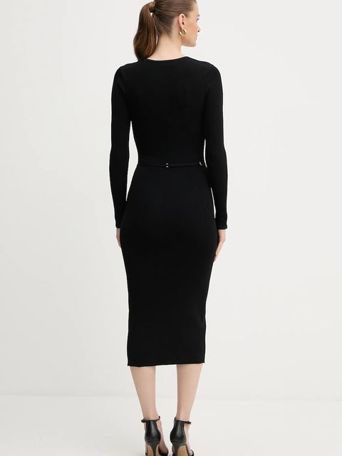 Twinset sukienka kolor czarny midi dopasowana 252TP3352