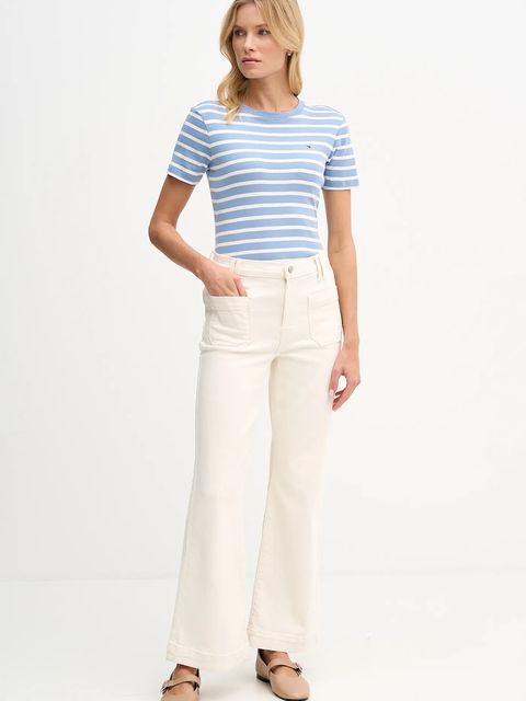 Tommy Hilfiger t-shirt bawełniany damski kolor niebieski WW0WW40587 - zdjęcie produktu nr 2