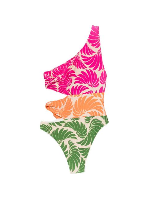 FARM Rio one-shoulder floral-print swimsuit - Neutrals - zdjęcie produktu nr 1
