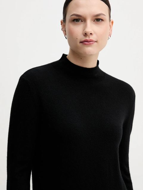 Sisley sweter z dodatkiem wełny damski kolor czarny lekki z półgolfem 122WL202B - zdjęcie produktu nr 2