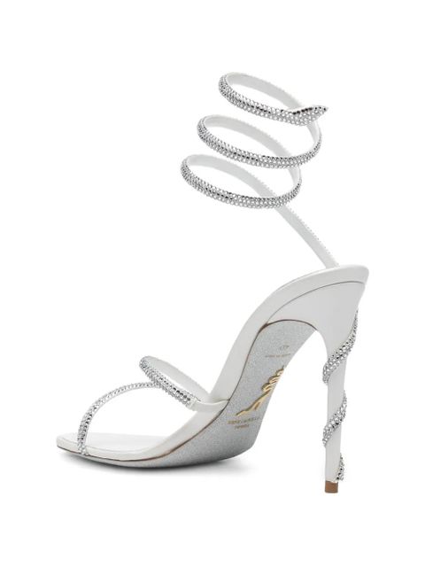René Caovilla Margot embellished satin heeled sandals - White
