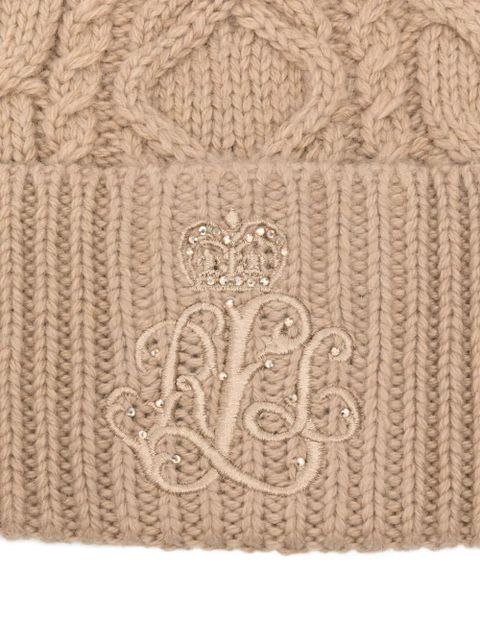 Lauren Ralph Lauren cable-knit pompom beanie - Brown