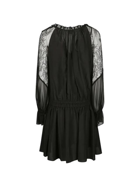 PINKO lace-panelled ruffled mini dress - Black - zdjęcie produktu nr 2