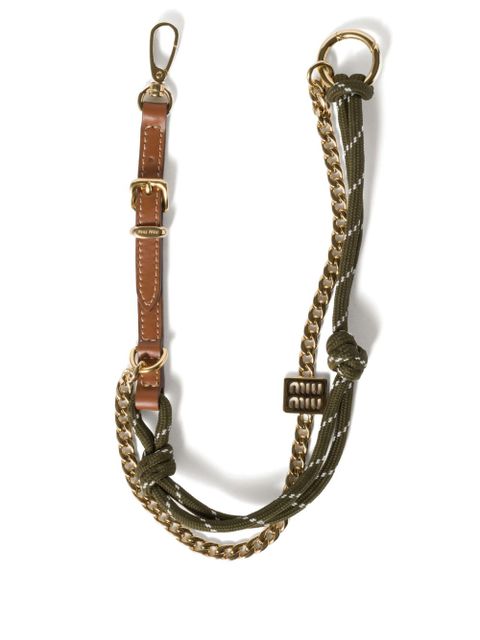 Miu Miu logo-plaque multi-chain keyrings - Brown