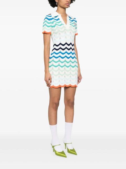 Casablanca wavy-crochet mini dress - White