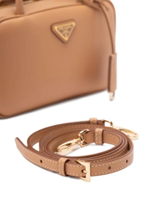 Prada triangle logo bauletto tote bag - Neutrals