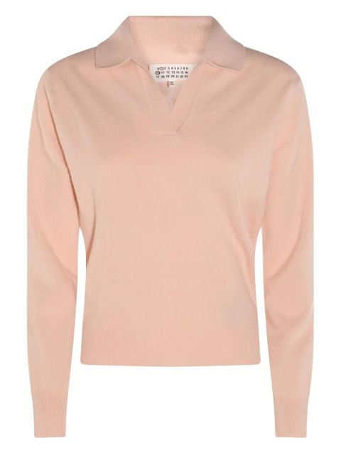Maison Margiela wool v-neck sweater - Pink - zdjęcie produktu nr 1