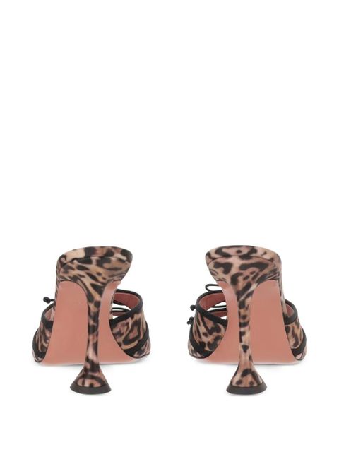 Amina Muaddi Eleonora 95mm leopard-print silk heeled pumps - Brown