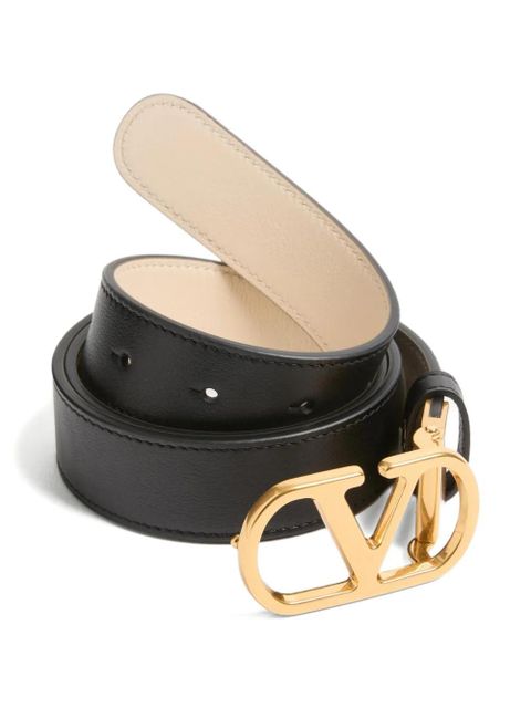 Valentino Garavani VLogo Signature reversible shiny calfskin belt - 30mm / 1.2 in. - Neutrals - zdjęcie produktu nr 2