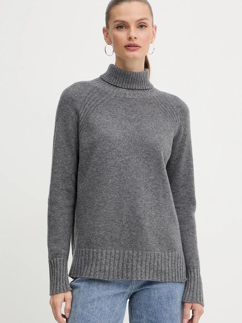 Twinset sweter wełniany damski kolor szary z golfem 252TP3582 - zdjęcie produktu nr 1