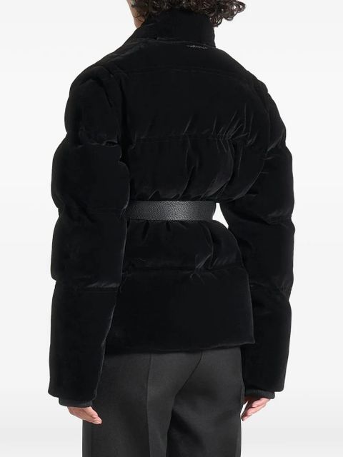 Manière De Voir Taya velvet-effect quilted puffer jacket - Black - zdjęcie produktu nr 2