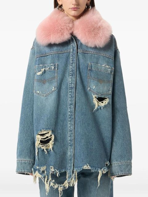 Blumarine distressed denim jacket - Blue