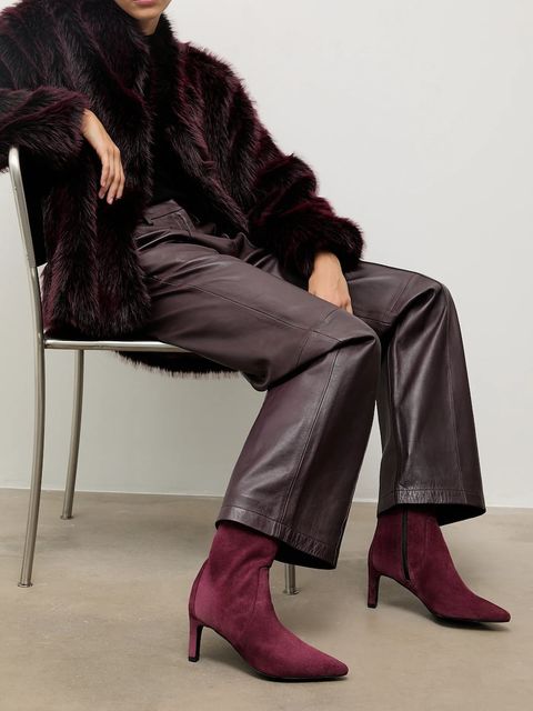 Answear.LAB botki zamszowe kolor bordowy na słupku - zdjęcie produktu nr 1