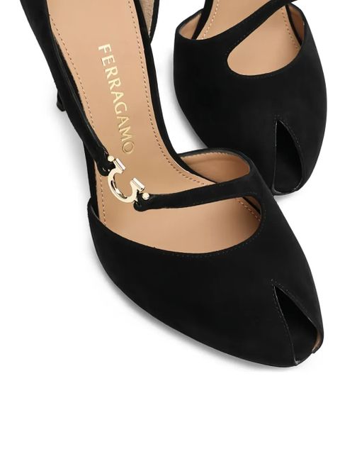 Ferragamo 95mm Molly ankle-wrap peep-toe pumps - Black