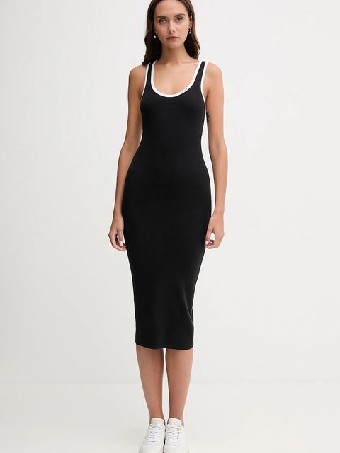 Calvin Klein Jeans sukienka kolor czarny midi dopasowana LV047D301G - zdjęcie produktu nr 1