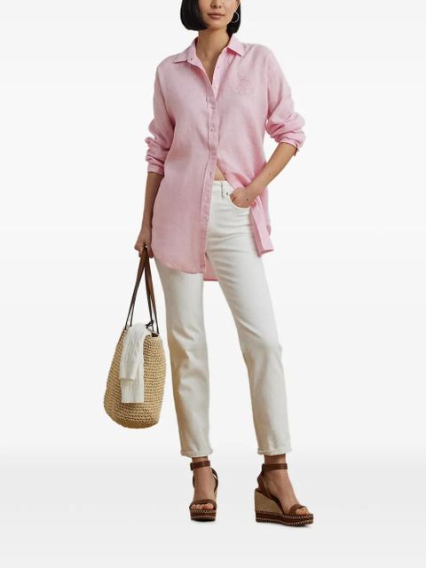Lauren Ralph Lauren embroidered-logo long-sleeve shirt - Pink