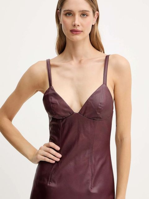 Bardot sukienka kolor bordowy midi dopasowana 60086DB