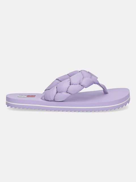 Tommy Jeans japonki BRAIDED THONG BEACH SANDAL damskie kolor fioletowy na płaskim obcasie EN0EN02877 - zdjęcie produktu nr 2
