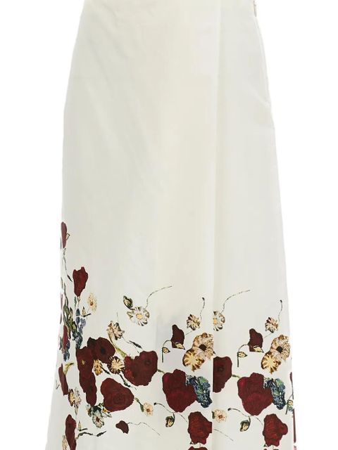 KHAITE floral-print midi skirt - Neutrals