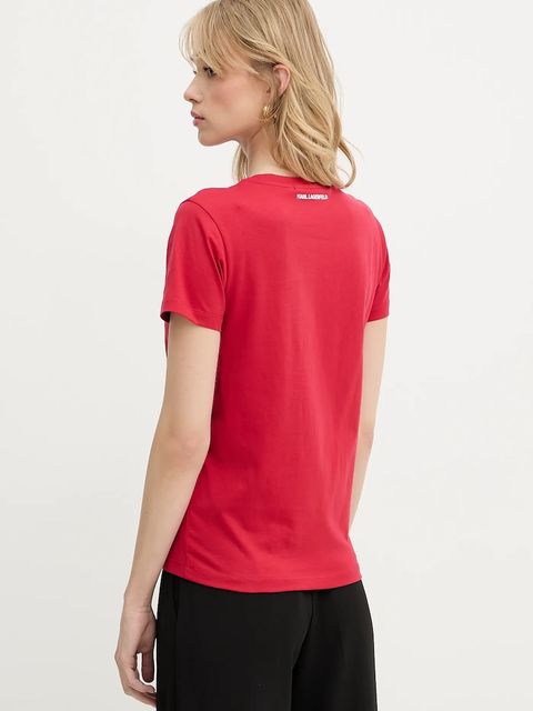 Karl Lagerfeld t-shirt bawełniany IKON damski kolor czerwony A3W17085