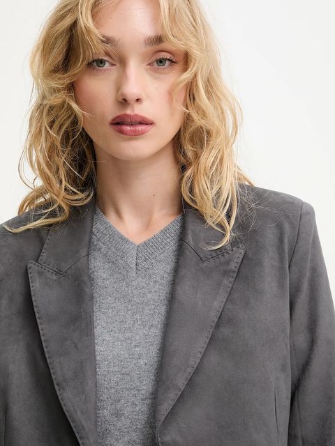 Answear.LAB marynarka kolor szary jednorzędowa gładka